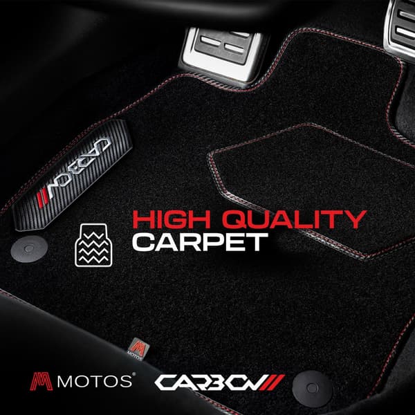 Henkilökohtaiset veluurilattiamatot Carbon Series, jotka on suunniteltu Toyota Corolla Verso I 2001-2007