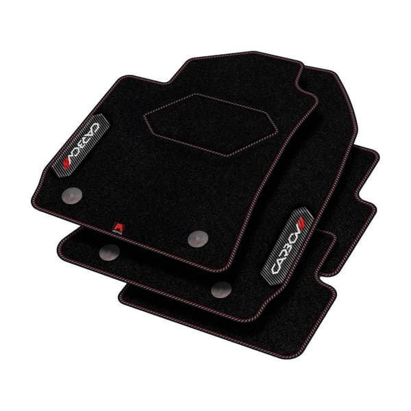 Henkilökohtaiset veluurilattiamatot Carbon Series, jotka on suunniteltu Toyota Corolla Verso I 2001-2007