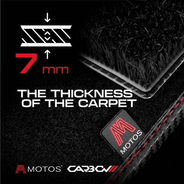 Personlige velourgulvmåtter Carbon Series designet til SEAT Alhambra I 1996-2010 7 passagerer