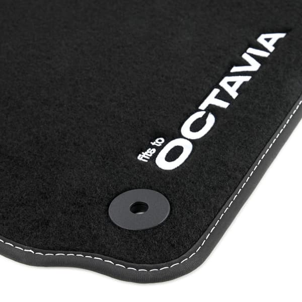 Personlige gulvmåtter i velour designet til Skoda Octavia II 2008-2012 efter ansigtsløftning, 4 plug-in-fastgørelseselementer