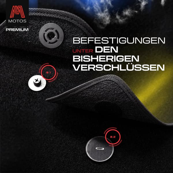 Personlige gulvmåtter i velour designet til Ford Focus I 2001-2004 efter ansigtsløftning, 4 velcrolukninger