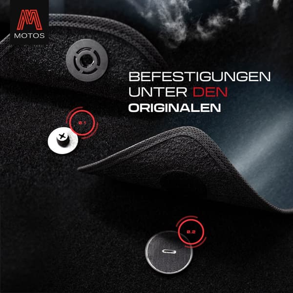 Personlige gulvmåtter i velour designet til Opel Agila A 2002-2008 efter ansigtsløftning, 4 plug-in-fastgørelseselementer