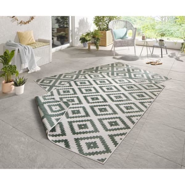 Modern och geometrisk dubbelmatta, grön, 80x150 C04-474507