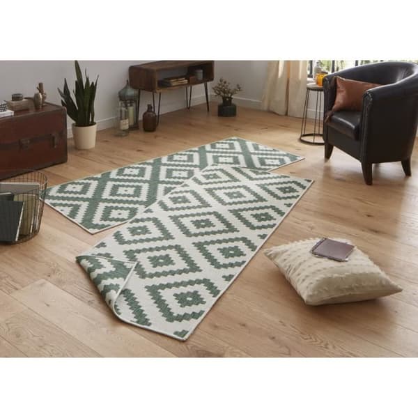 Modern och geometrisk dubbelmatta, grön, 80x150 C04-474507