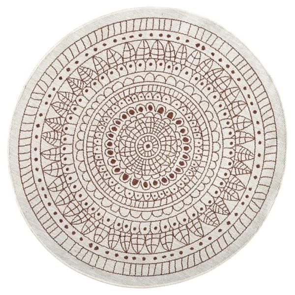Modern och geometrisk tvillingmatta, rund, brun, 140x140 C96-474536