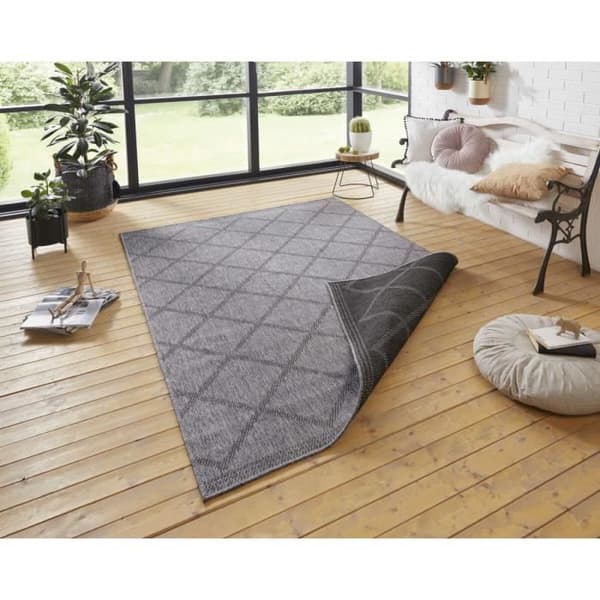 Twin Supreme modern och geometrisk vändbar matta, svart - antracit, 120x170