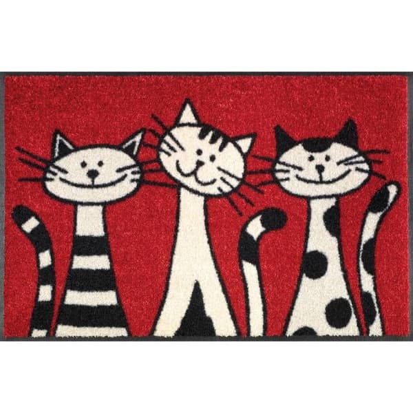 Matta - Tre katter - 50x75cm - Tvätta &amp; torka - 100 % polyamid - Halkfri