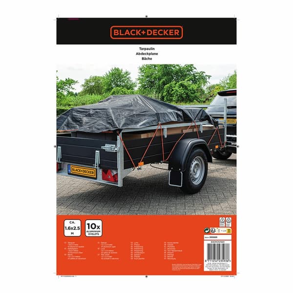 Trailer cover Black & Decker Sort 1,6 x 2,5 m