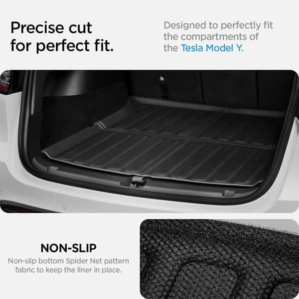Bakmatta - SPIGEN - Tesla Model Y - Kolfiberutgåvan - Vattentålig - Stötsäker