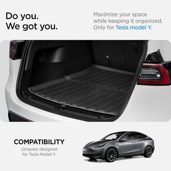 Bakmatta - SPIGEN - Tesla Model Y - Kolfiberutgåvan - Vattentålig - Stötsäker
