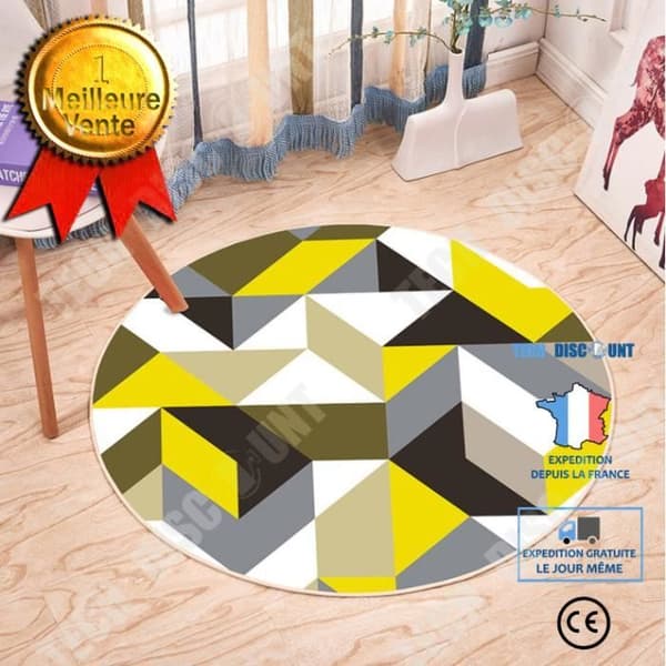 TD® 3D runt sovrum soffbord golvmatta modern minimalistisk dekorativ nätgolvmatta röd tryck halkfri matta