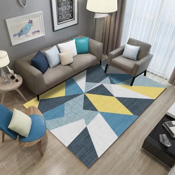Europeisk modern vardagsrumsmatta - Madrid skandinavisk stil - 160 x 230 cm - Blå - Syntet