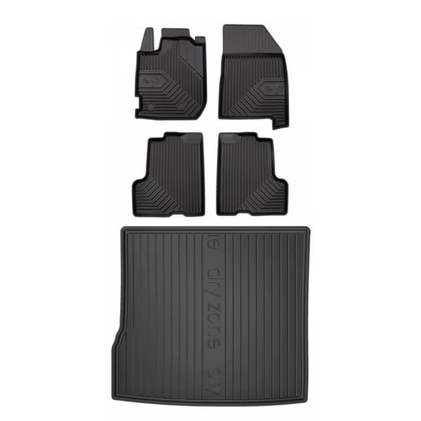 Set med gummigolvmattor och bagagerumsmattor för Dacia Duster II 2017-2021 4x2 FWD (framhjulsdrift)