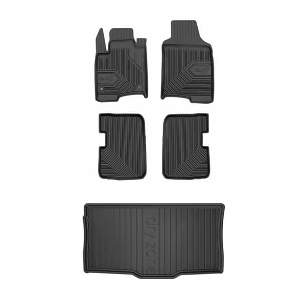 Set med gummigolvmattor och bagagerumsmattor för Fiat Panda III från 2011 Hatchback, passar inte Hybrid (HEV)