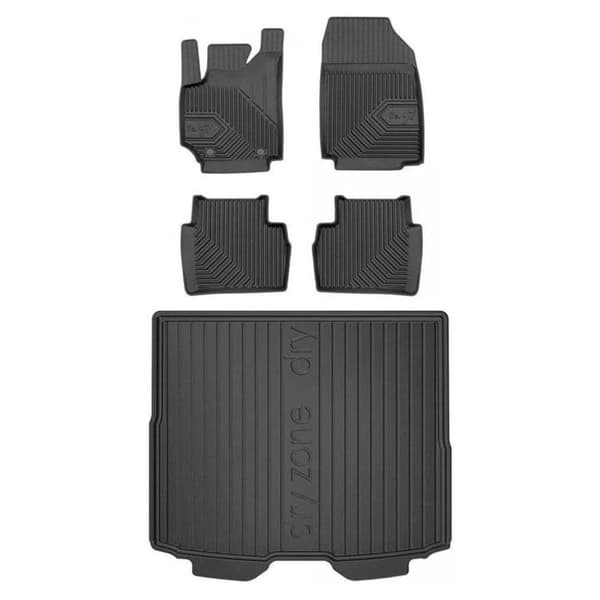 Set med gummigolvmattor och bagagerumsmattor för Fiat Croma 2005-2011 Kombi, övre lastutrymmets golv