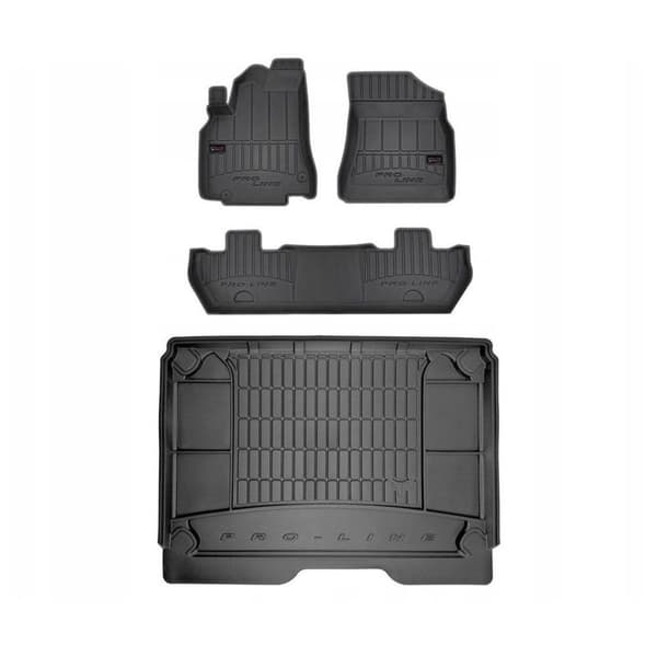 Set med gummigolvmattor och bagagerumsmattor för Citroen Berlingo II 2008-2018 Multispace, bakre dubbeldörr
