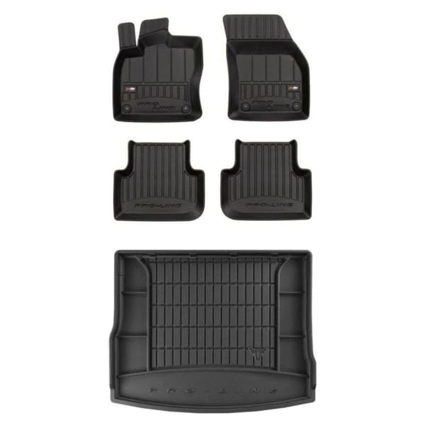 Set med gummigolvmattor och bagagerumsmattor för Volkswagen Tiguan II från 2015 övre lastutrymmets golv