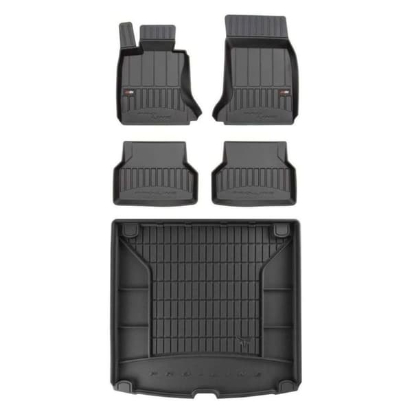 Set med gummigolvmattor och bagagerumsmattor för BMW 5 Serie E61 2003-2010 Kombi
