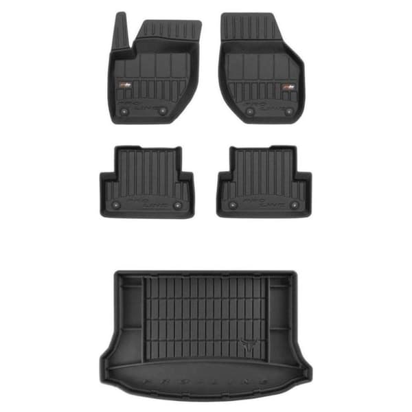 Set med gummigolvmattor och bagagerumsmattor för Volvo V40 II 2012-2019 Hatchback, med extra reservhjul