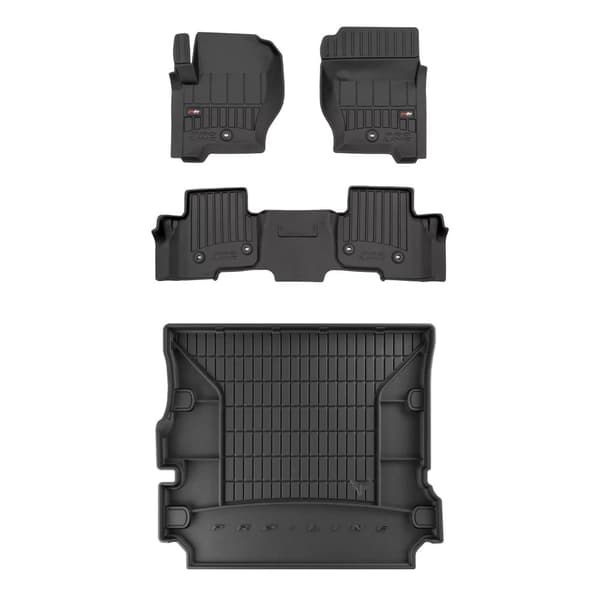 Set med gummigolvmattor och bagagerumsmattor för Land Rover Discovery IV 2009-2016 7 passagerare, 3:e sätesraden nedfälld
