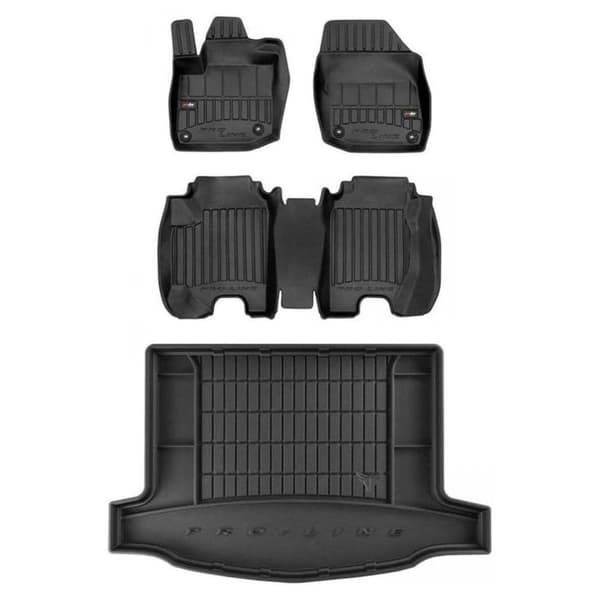 Set med gummigolvmattor och bagagerumsmattor för Honda Civic IX 2011-2016 Hatchback, övre lastutrymmets golv