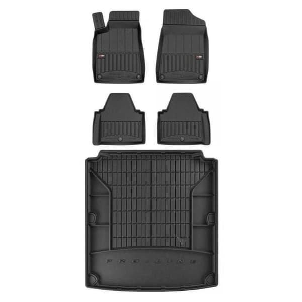 Set med gummigolvmattor och bagagerumsmattor för Peugeot 607 1999-2010 Sedan