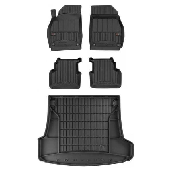 Sæt med gummigulvmåtter og bagagerumsmåtter til Saab 9-3 II 2002-2011 Stationcar