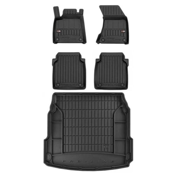 Set med gummigolvmattor och bagagerumsmattor för Audi A8 D4 2009-2017 Sedan, Lång, med reservhjul