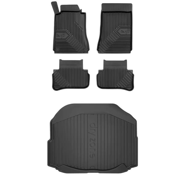 Set med gummigolvmattor och bagagerumsmattor för Mercedes-Benz C Klass W203 2000-2007 Sedan, utan höjdjusterbart bagageutrymmesgolv