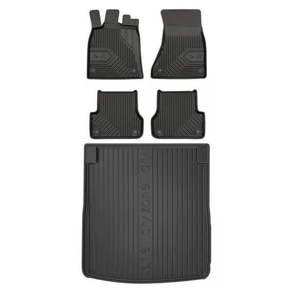 Set med gummigolvmattor och bagagerumsmattor för Audi A6 C7 2011-2018 Kombi, 37cm Avstånd mellan fästanordningarnas centrum