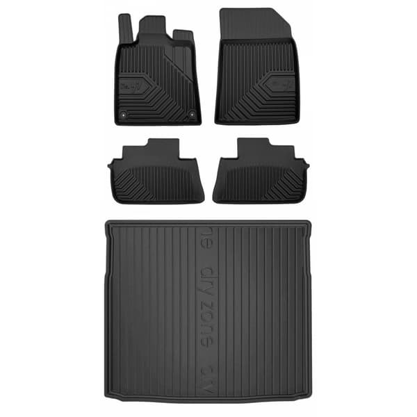 Set med gummigolvmattor och bagagerumsmattor för Peugeot 407 2004-2011 Kombi, utan höjdjusterbart bagageutrymmesgolv