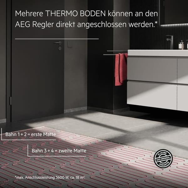 AEG 205812 TBS TC 2002.5 Elektrisk golvvärme Thermo Boden Turbo Matta Enkelt, Vit, 2,5 m²