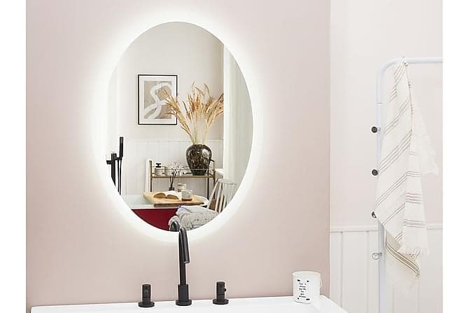 GILMAT Speil Oval med LED-Belysning Solv