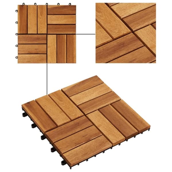 vidaXL Terrassebord 30x30 cm akasiesett med 30 stk