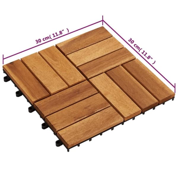 vidaXL Terrassebord 30x30 cm akasiesett med 30 stk
