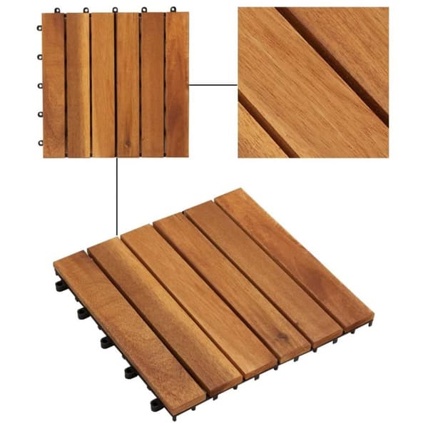 vidaXL Terrassebord vertikalt mønster 30x30 cm akasiesett 20 stk