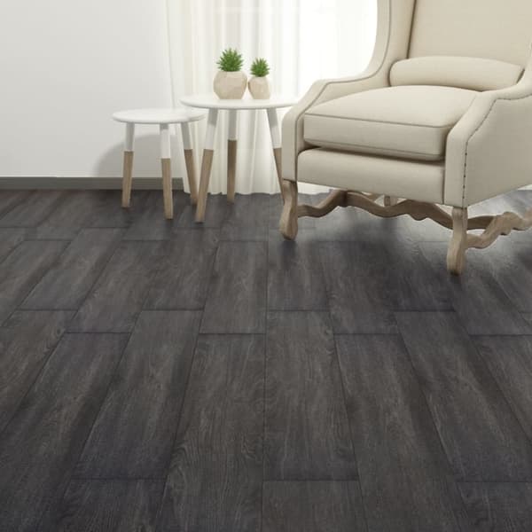 vidaXL Ikke-klebende PVC-gulvplanker 5,26 m² 2 mm eik svart og hvit