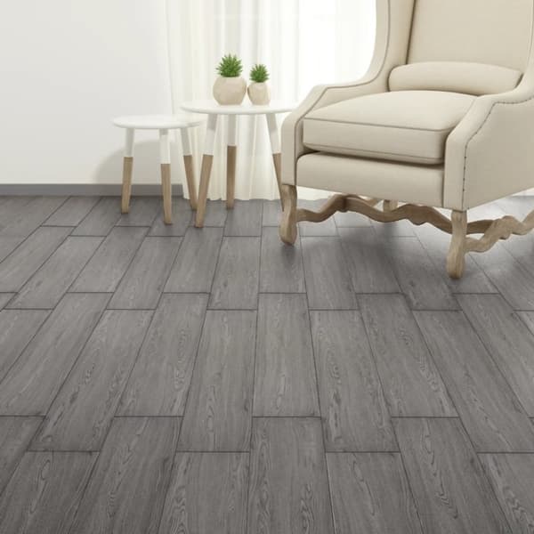 vidaXL Selvklebende gulvplanker PVC 5,02 m² 2 mm mørkegrå