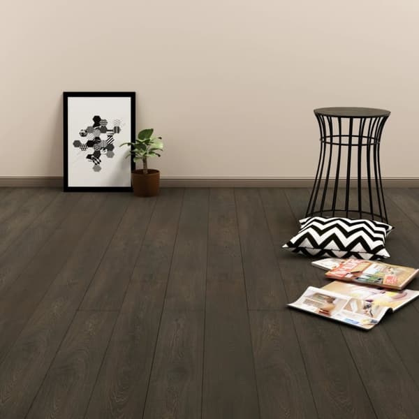 vidaXL Itsekiinnittyvä lattialankku 4,46 m² 3mm PVC tummanruskea