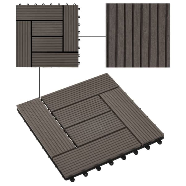 vidaXL terrassefliser 11 stk. WPC 30 x 30 cm 1 m2 mørkebrun