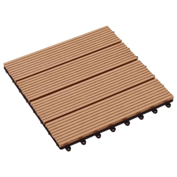 vidaXL terrassefliser 11 stk. WPC 30 x 30 cm 1 m2 teakfarvet