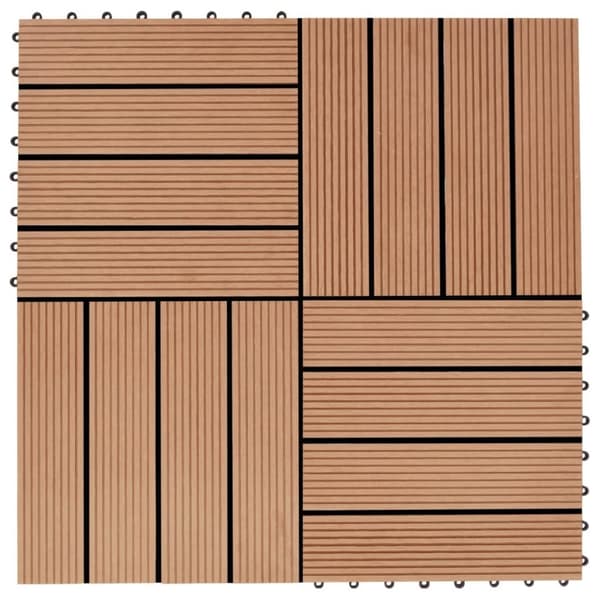 vidaXL terrassefliser 11 stk. WPC 30 x 30 cm 1 m2 teakfarvet