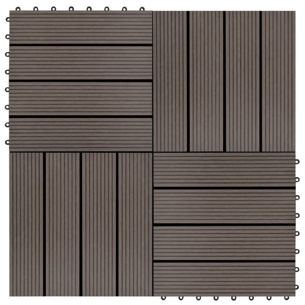 vidaXL Lattialaatat 11 kpl WPC 30x30 cm 1 m² tummanruskea