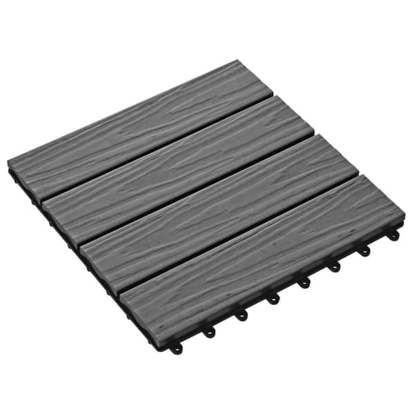 vidaXL Lattialaatat 11 kpl puumuovikomposiitti 30x30 cm 1 m² harmaa