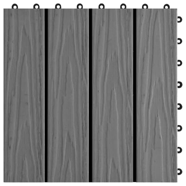 vidaXL Lattialaatat 11 kpl puumuovikomposiitti 30x30 cm 1 m² harmaa