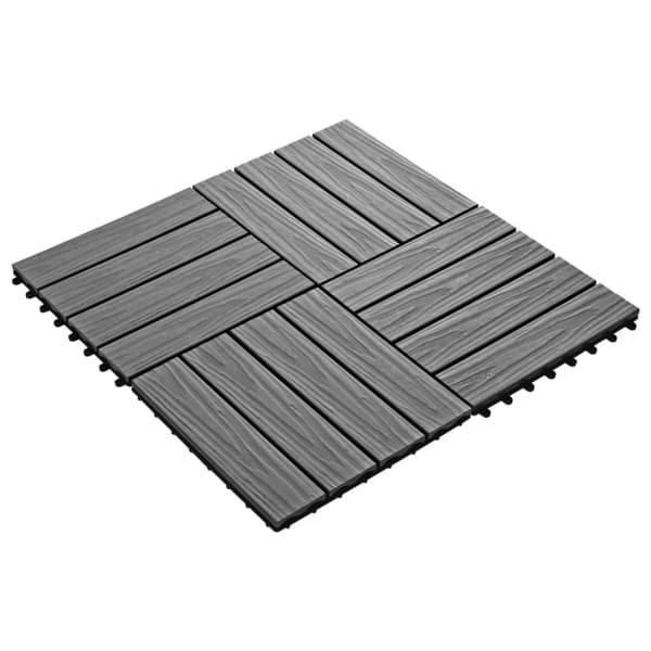 vidaXL Lattialaatat 11 kpl puumuovikomposiitti 30x30 cm 1 m² harmaa