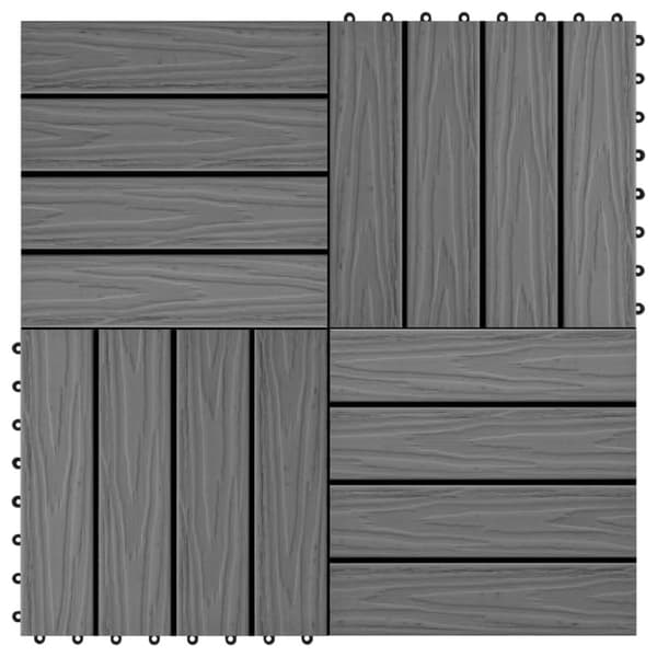vidaXL Lattialaatat 11 kpl puumuovikomposiitti 30x30 cm 1 m² harmaa