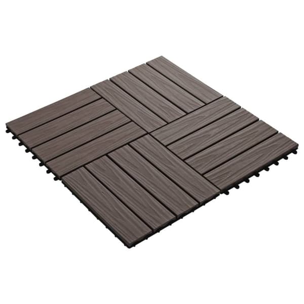 vidaXL 11 stk. terrassefliser m. prægning 30x30 cm 1 kvm WPC mørkebrun