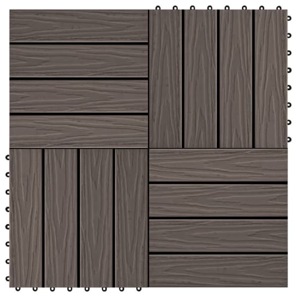 vidaXL 11 stk. terrassefliser m. prægning 30x30 cm 1 kvm WPC mørkebrun