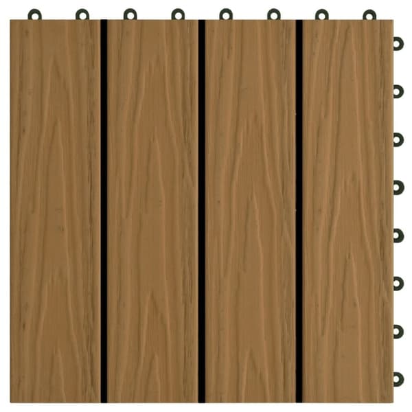 vidaXL Terrassebord 11 stk dyppreget WPC 30x30 cm 1 kvm teak
